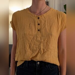Mustard Yellow Button-Up Blouse